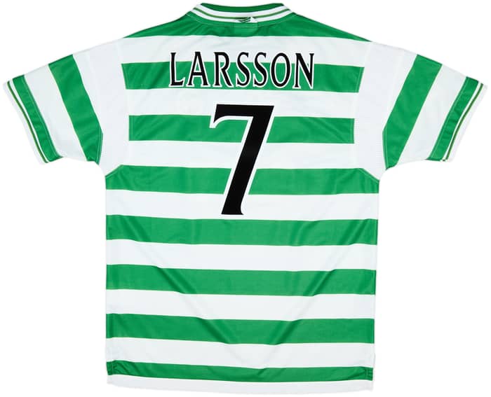1999-01 Celtic Home Shirt Larsson #7 - 8/10 - (XL)