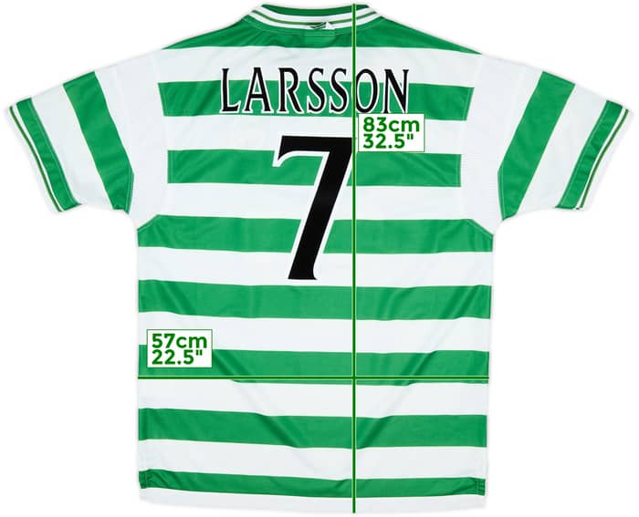 1999-01 Celtic Home Shirt Larsson #7 - 8/10 - (XL)