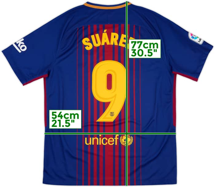 2017-18 Barcelona Home Shirt Suarez #9 - 10/10 - (L)