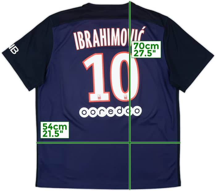 2015-16 Paris Saint-Germain Home Shirt Ibrahimovic #10 - 9/10 - (XL)
