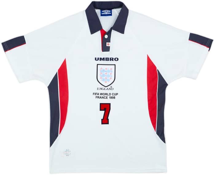 1997-99 England Home Shirt Beckham #7 - 7/10 - (L)