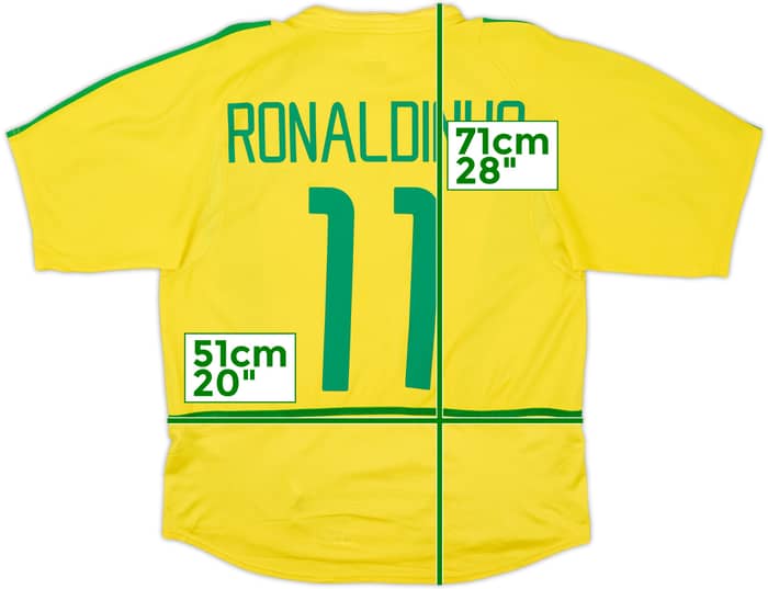 2002-04 Brazil Home Shirt Ronaldinho #11 - 5/10 - (M)