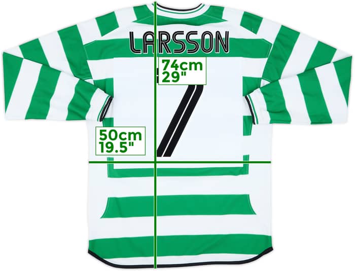 2001-03 Celtic Home L/S Shirt Larsson #7 - 8/10 - (M)