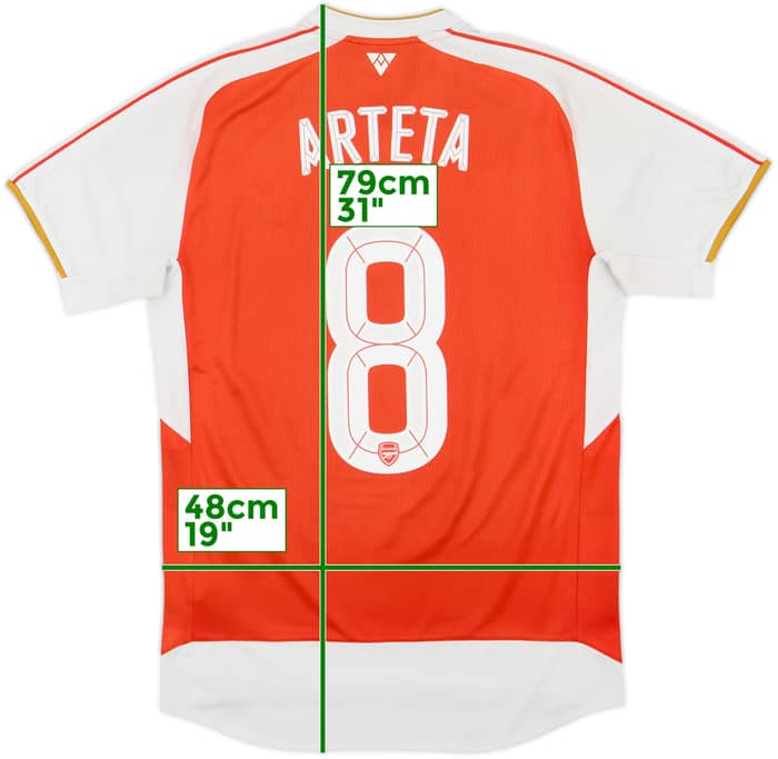 2015-16 Arsenal Home Shirt Arteta #8 - 6/10 - (M)