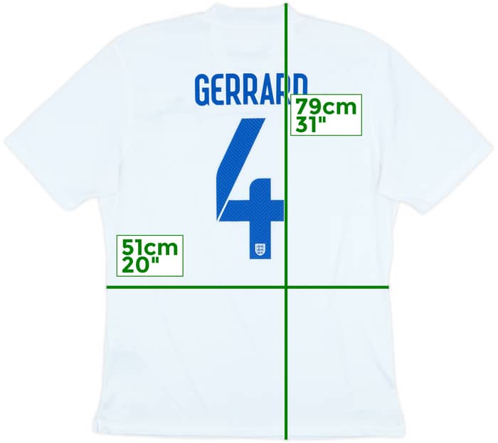 2014-15 England Authentic Home Shirt Gerrard #4 - 8/10 - (XL)