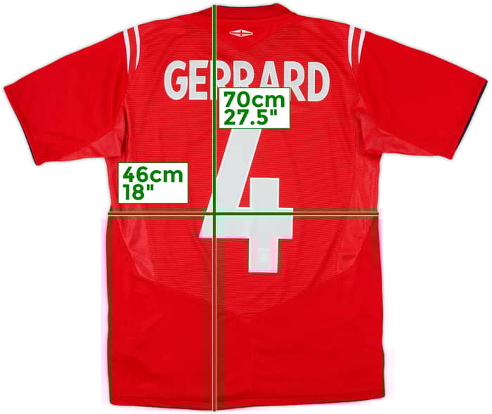 2004-06 England Away Shirt Gerrard #4 - 9/10 - (XL.Boys)
