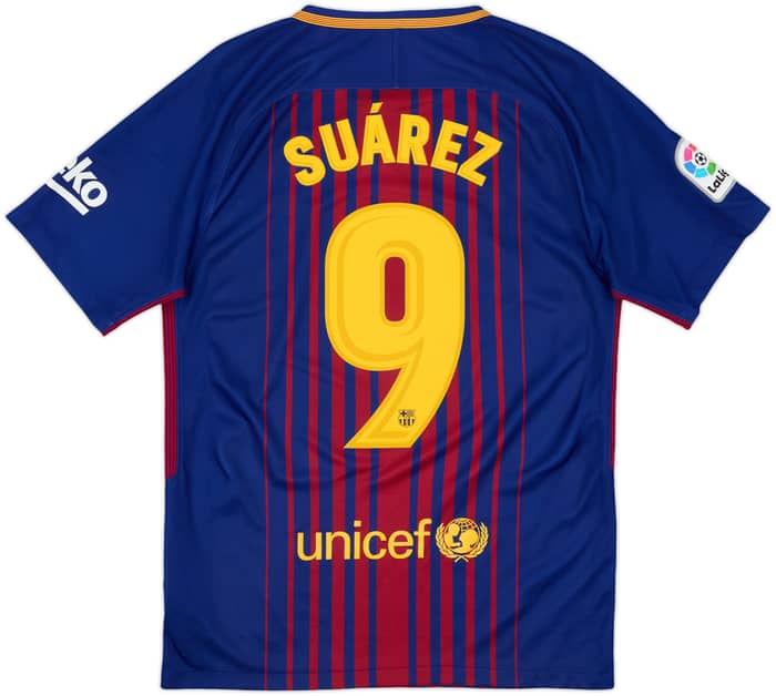 2017-18 Barcelona Home Shirt Suarez #9 - 8/10 - (S)