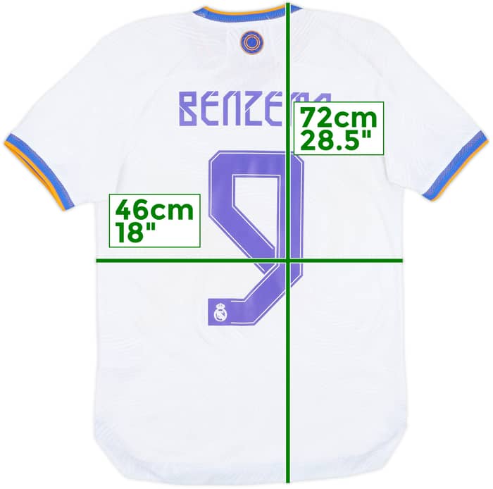 2021-22 Real Madrid Authentic Home Shirt Benzema #9 - 9/10 - (S)