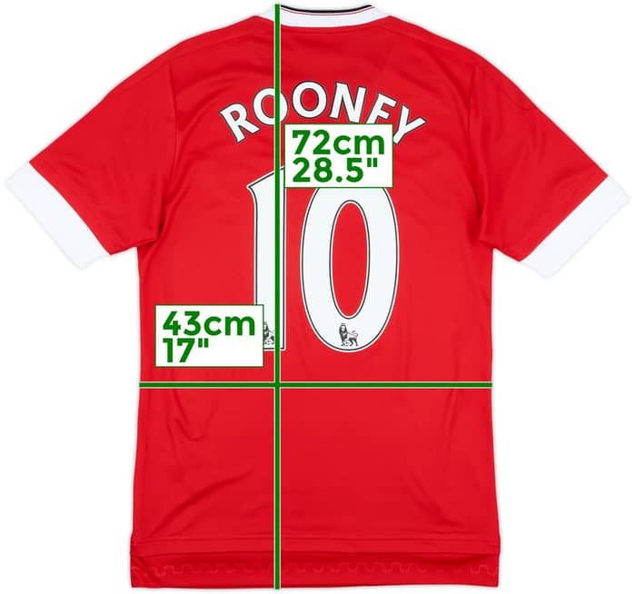 2015-16 Manchester United Home Shirt Rooney #10 - 8/10 - (XS)