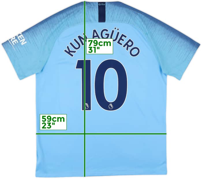 2018-19 Manchester City Home Shirt Kun Aguero #10 - 8/10 - (XL)
