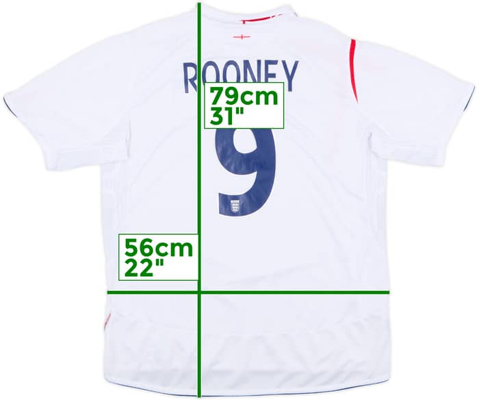 2005-07 England Home Shirt Rooney #9 - 6/10 - (XL)