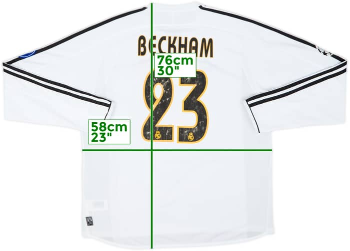 2003-04 Real Madrid Home L/S Shirt Beckham #23 - 6/10 - (L)