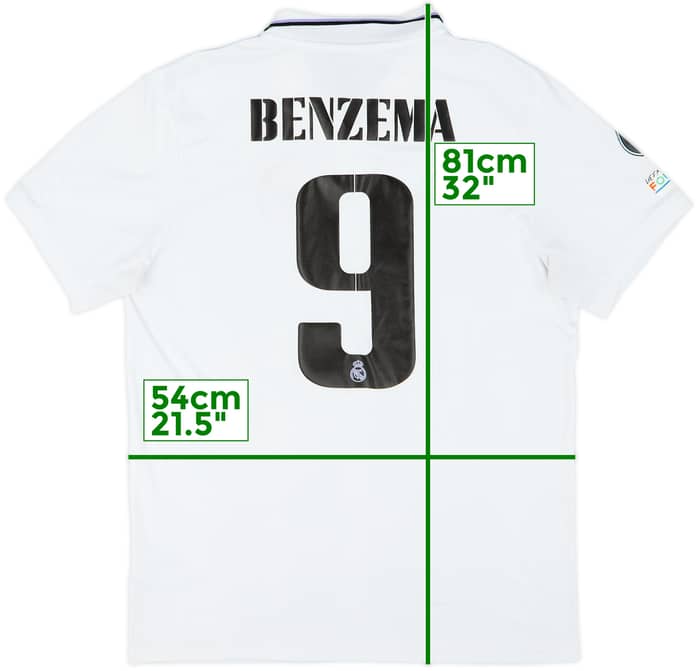 2022-23 Real Madrid Home Shirt Benzema #9 - 8/10 - (L)
