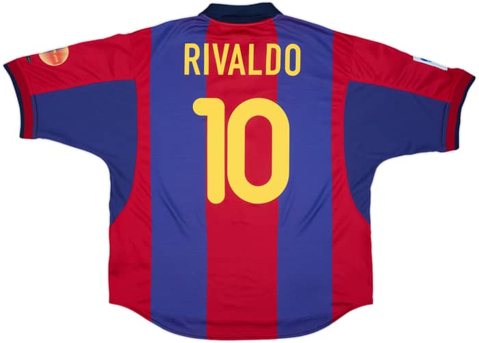 2000-01 Barcelona Home Shirt Rivaldo #10 - 9/10 - (XL)