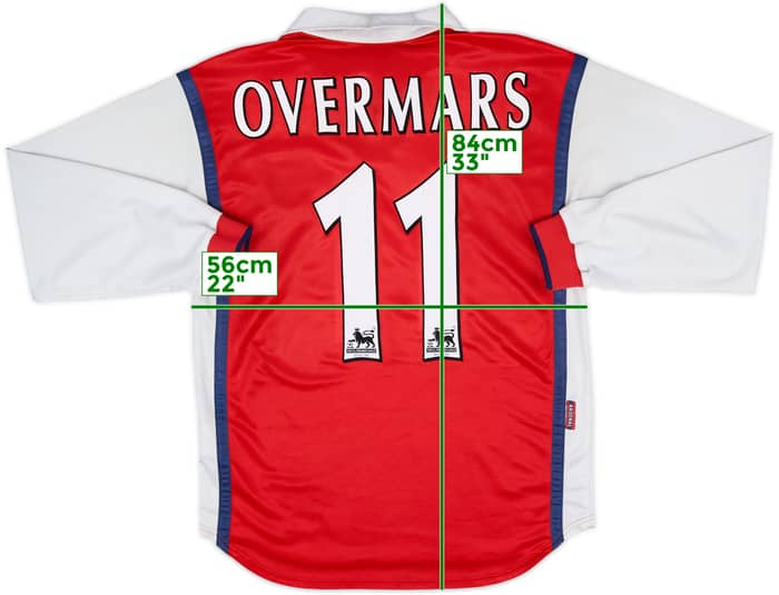 1998-99 Arsenal Home L/S Shirt Overmars #11 - 6/10 - (S)
