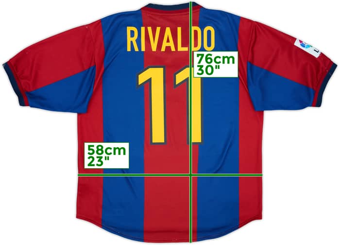 1998-00 Barcelona Home Shirt Rivaldo #11 - 7/10 - (L)