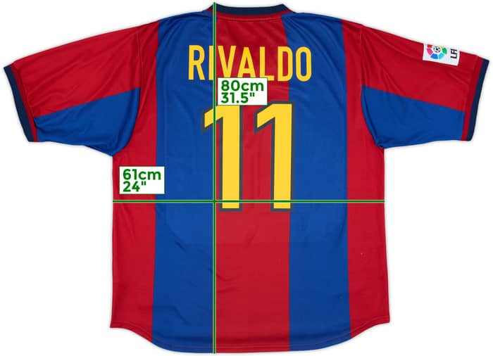 1998-00 Barcelona Home Shirt Rivaldo #11 - 8/10 - (XL)