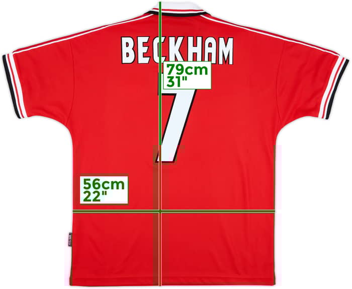 1998-00 Manchester United Home Shirt Beckham #7 - 10/10 - (L)