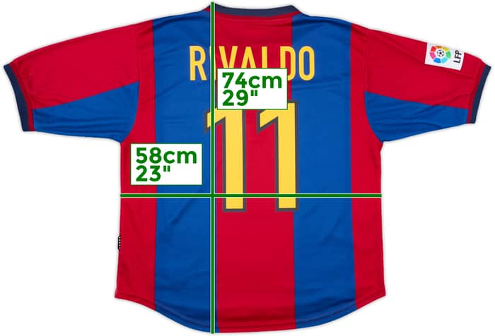 1998-00 Barcelona Home Shirt Rivaldo #11 - 8/10 - (L)