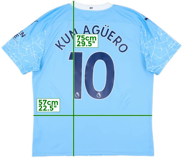 2020-21 Manchester City Home Shirt Kun Aguero #10 - 8/10 - (XL)