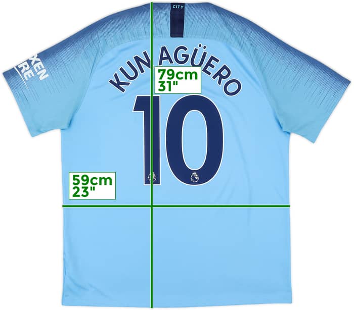 2018-19 Manchester City Home Shirt Kun Aguero #10 - 7/10 - (XL)