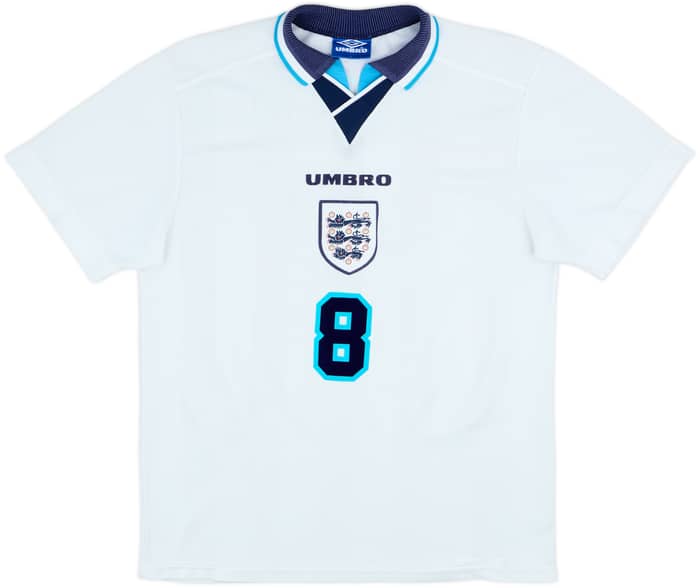 1995-97 England Home Shirt Gascoigne #8 - 9/10 - (L)