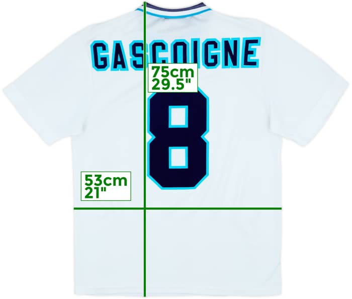 1995-97 England Home Shirt Gascoigne #8 - 9/10 - (L)