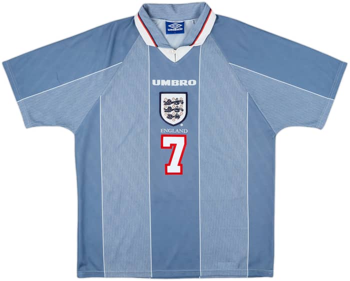1996-97 England Away Shirt Beckham #7 - 8/10 - (L)