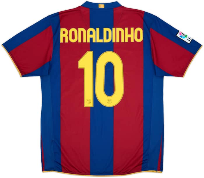 2007-08 Barcelona Home Shirt Ronaldinho #10 - 8/10 - (L)