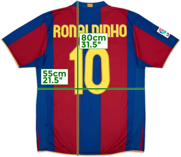 2007-08 Barcelona Home Shirt Ronaldinho #10 - 8/10 - (L)