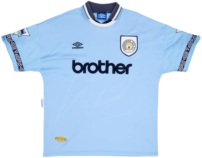 1993-95 Manchester City Home Shirt Quinn #9 - 9/10 - (XL)