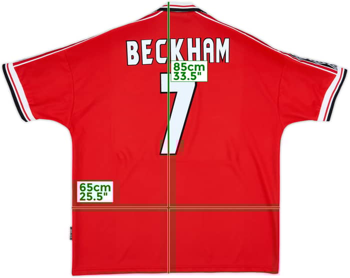 1998-00 Manchester United Home Shirt Beckham #7 - 8/10 - (XXL)