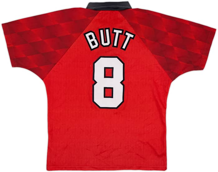 1996-98 Manchester United Home Shirt Butt #8 - 8/10 - (Y)