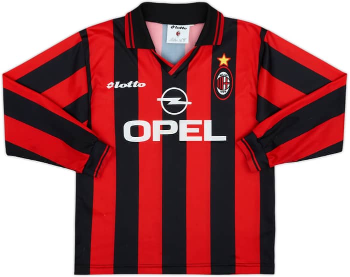 1995-96 AC Milan Home L/S Shirt - 8/10 - (M.Boys)