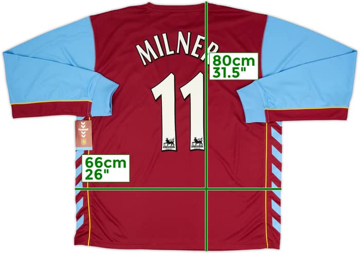 2005-06 Aston Villa Home L/S Shirt Milner #11 (XL)
