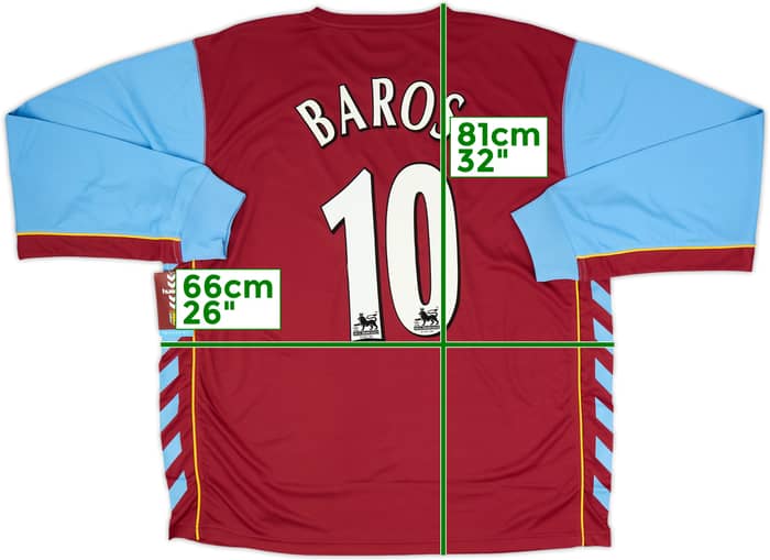 2005-06 Aston Villa Home L/S Shirt Baros #10 (XL)
