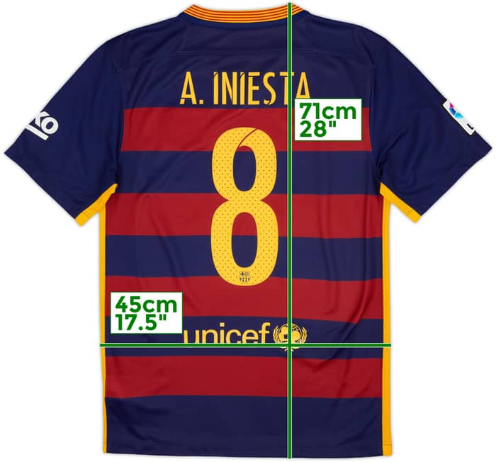 2015-16 Barcelona Home Shirt A.Iniesta #8 - 6/10 - (S)