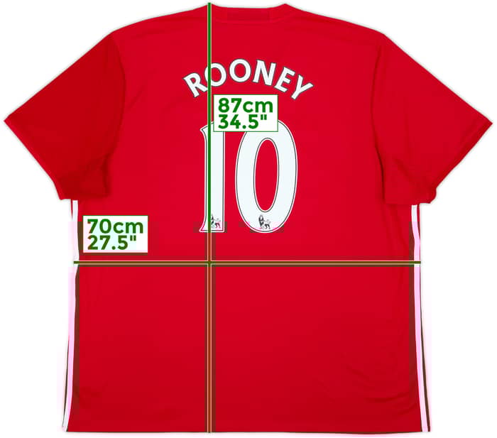 2016-17 Manchester United Home Shirt Rooney #10 - 8/10 - (3XL)
