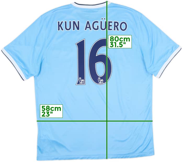 2013-14 Manchester City Home Shirt Kun Aguero #16 - 7/10 - (XL)