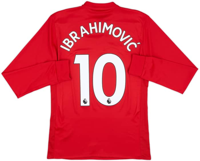 2017-18 Manchester United Home L/S Shirt Ibrahimovic #10 - 7/10 - (XS)