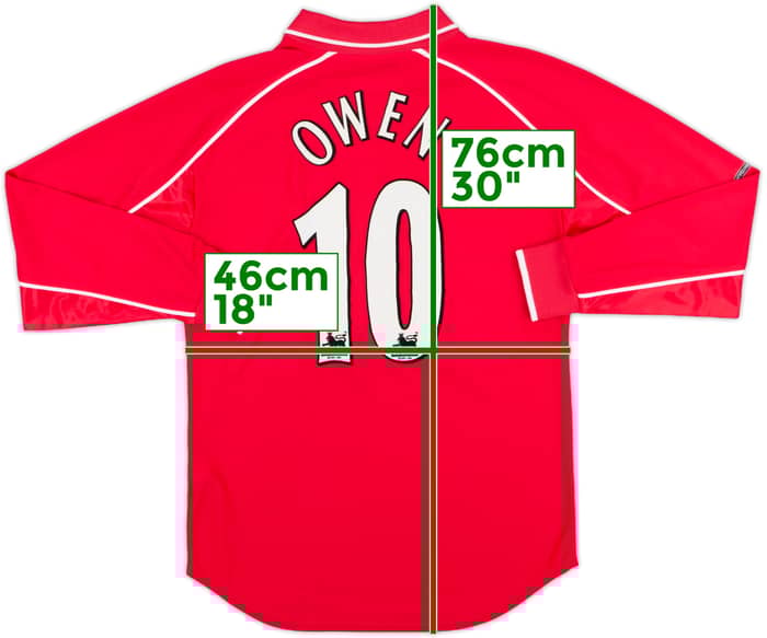 2000-02 Liverpool Home L/S Shirt Owen #10 - 8/10 - (S)