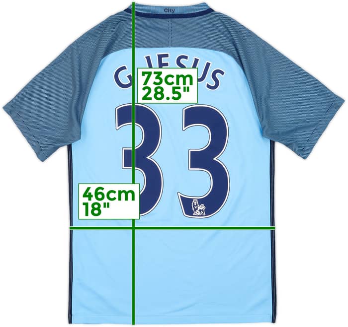 2016-17 Manchester City Home Shirt G.Jesus #33 - 7/10 - (S)