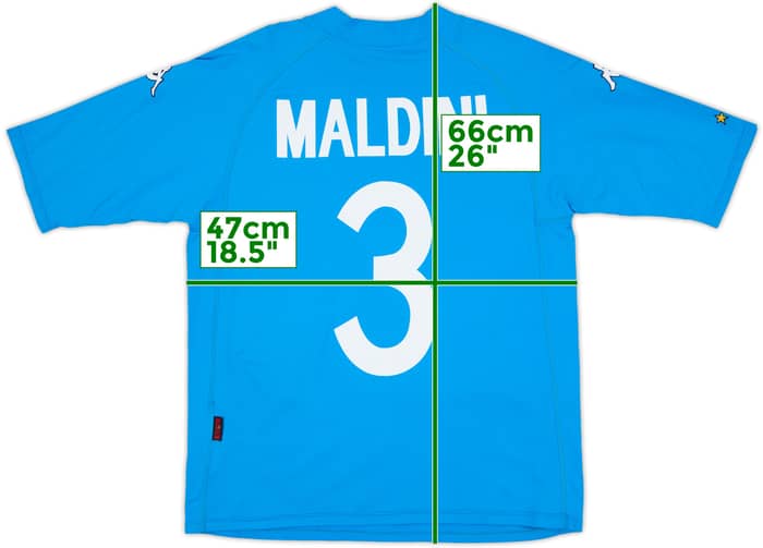 2002 Italy Basic Home Shirt Maldini #3 - 9/10 - (L)