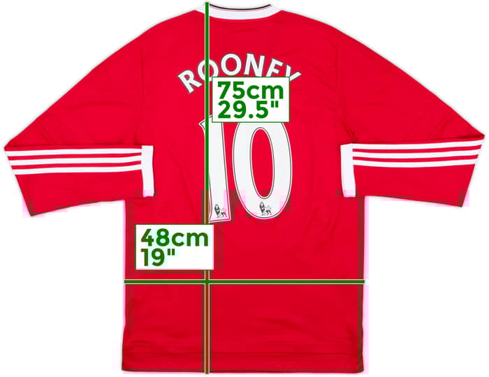 2015-16 Manchester United Home L/S Shirt Rooney #10 - 8/10 - (M)