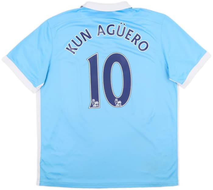 2015-16 Manchester City Home Shirt Kun Aguero #10 - 7/10 - (XL)