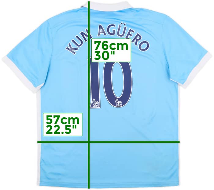 2015-16 Manchester City Home Shirt Kun Aguero #10 - 7/10 - (XL)