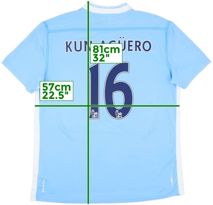 2011-12 Manchester City Home Shirt Kun Aguero #16 - 6/10 - (XL)