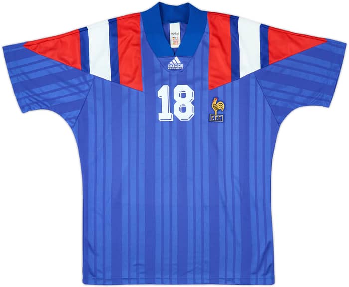 1992-94 France Home Shirt Cantona #18 - 9/10 - (L/XL)