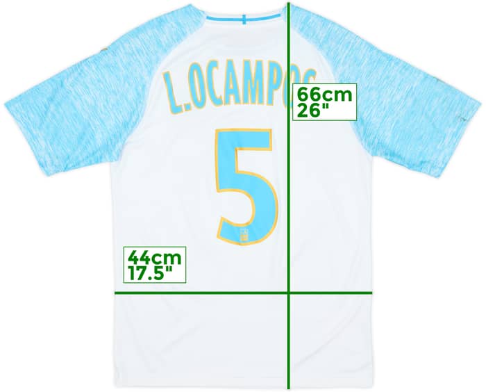 2018-19 Olympique Marseille Home Shirt L.Ocampos #5 - 8/10 - (S)