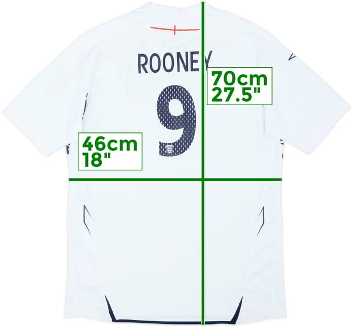 2007-09 England Home Shirt Rooney #9 - 7/10 - (XL.Boys)